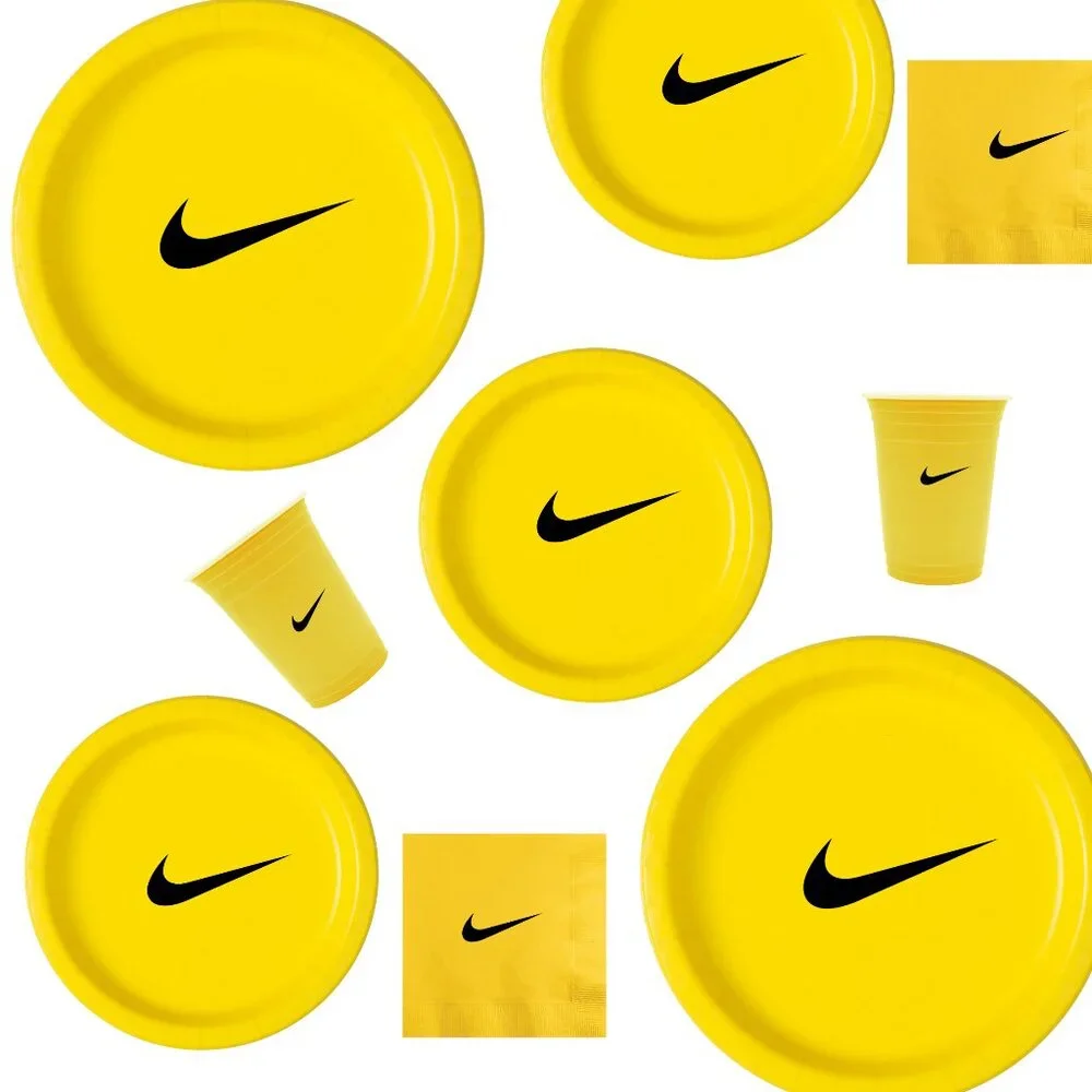 Custom Retro Basketball Party Tableware Set | Yellow with Black Design | 45 PCS